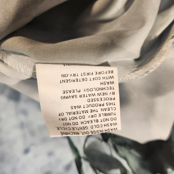 Floral Vine Print Shirt Womens Large Blue‎ Green Short Sleeve Flowy Blouse Top - Picture 4 of 8